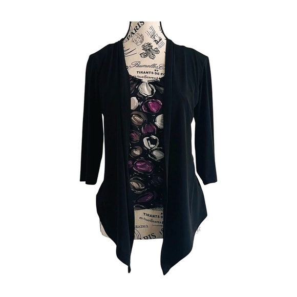 Karel Layered-Look Cardigan Sweater – Faux Two-Piece Top | M - Picture 1 of 3